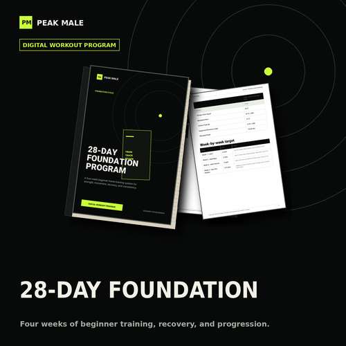 Peak Male 28-Day Foundation Program digital workout guide mockup