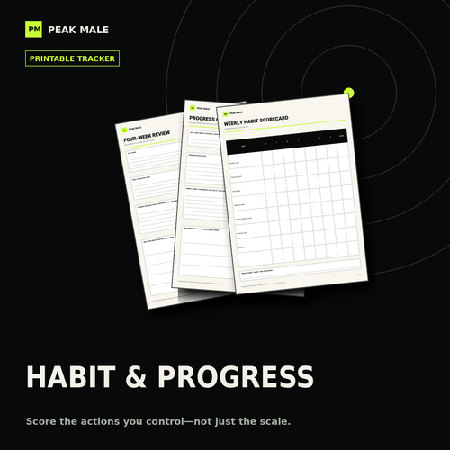 Peak Male Habit and Progress Scorecard printable tracker mockup