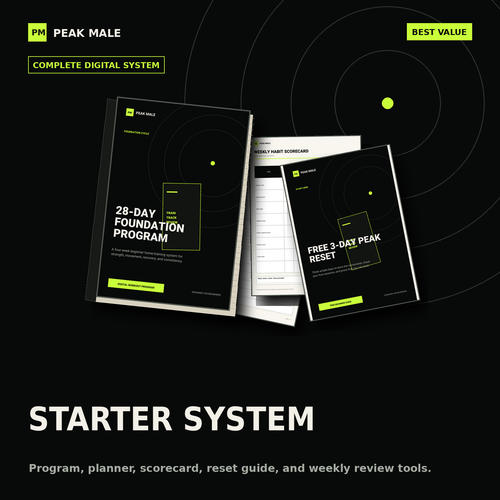 Peak Male Starter System complete digital fitness bundle mockup
